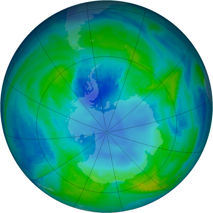 Antarctic ozone map for 21 April 1985